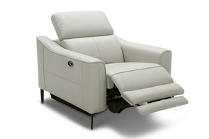 VIG Furniture Eden Modern Grey Leather Reclining Sofa Set With Power Recliners, Metal Legs, Easy-Care Upholstery VGKVKM.5012-GRY-SET