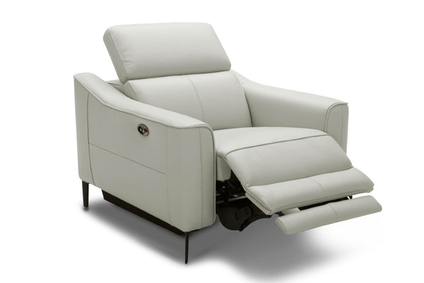VIG Furniture Eden Modern Grey Leather Reclining Sofa Set With Power Recliners, Metal Legs, Easy-Care Upholstery VGKVKM.5012-GRY-SET