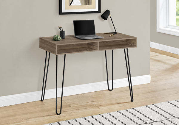 English Elm Computer 40" Modern Home Office Desk with Hairpin Legs, Dual Cubby Storage, Stable Metal Base taupe 44 L x 22 W x 5 H B2710P219942