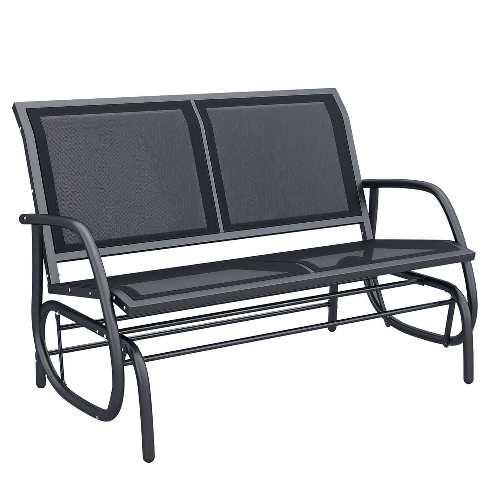 English Elm Double Seat Outdoor Patio Glider Bench Powder Coated Steel Sling Fabric Swing T3971P383635