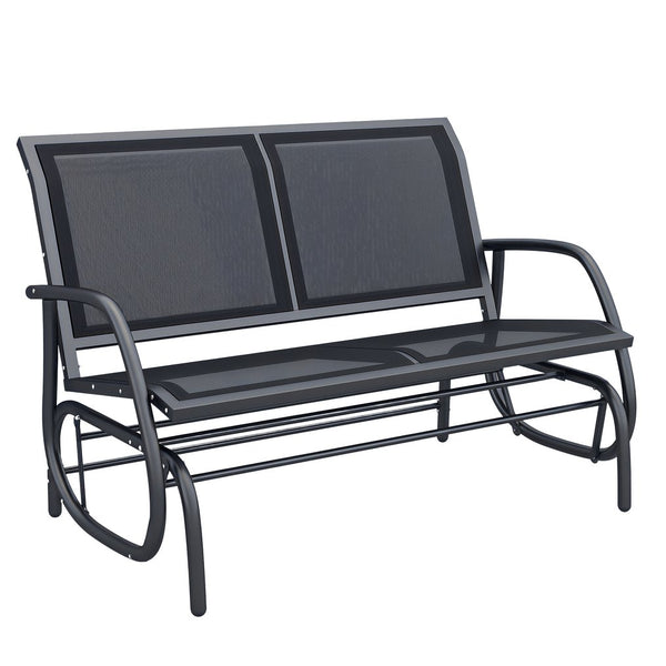 English Elm Double Seat Outdoor Patio Glider Bench Powder Coated Steel Sling Fabric Swing T3971P383635