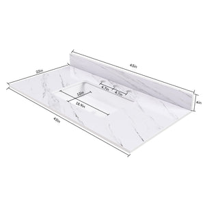 English Elm 43 Inch Marble Vanity Top - Elegant Bianco Carrara Venato With Undermount Sink & 3 Faucet Holes W2700P194077
