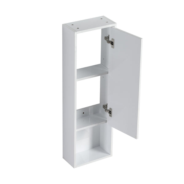 English Elm 12" Modern Bathroom Wall Cabinet With Soft-Close Doors, Space-Saving Float Mount, Glossy White Finish W999P312077