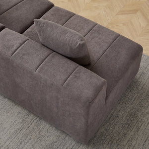 English Elm Chenille Modular Curved Sectional Sofa with Sculptural Piano Key Design and Four Throw Pillows Grey W834S00586