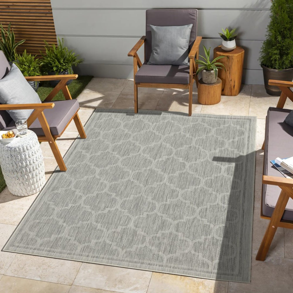 English Elm Sunshine Silver Indoor/Outdoor Area Rug – 5'3" X 7'3" Durable, Stain-Resistant, Easy To Clean Design B186P198869-GIGA