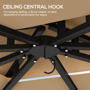 English Elm Outsunny 10' X 12' Double Roof Patio Gazebo With Mesh Netting, Durable Metal Frame For Outdoor Comfort W2225P174165-GIGA