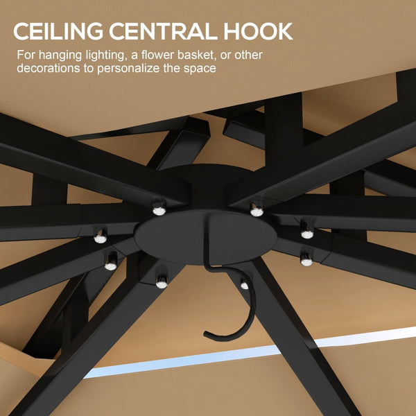 English Elm Outsunny 10' X 12' Double Roof Patio Gazebo With Mesh Netting, Durable Metal Frame For Outdoor Comfort W2225P174165-GIGA