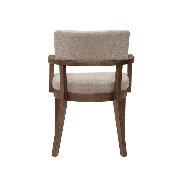 English Elm Christopher Knight Home® - Mid Mid Century Modern Boucle Dining Chairs with Wood Frame, U-Shape Arms, High-Density Foam Comfort khaki,Walnut N771P331337T