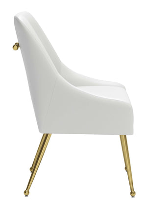 Maxine Dining Chair White & Gold 109714 Zuo Modern