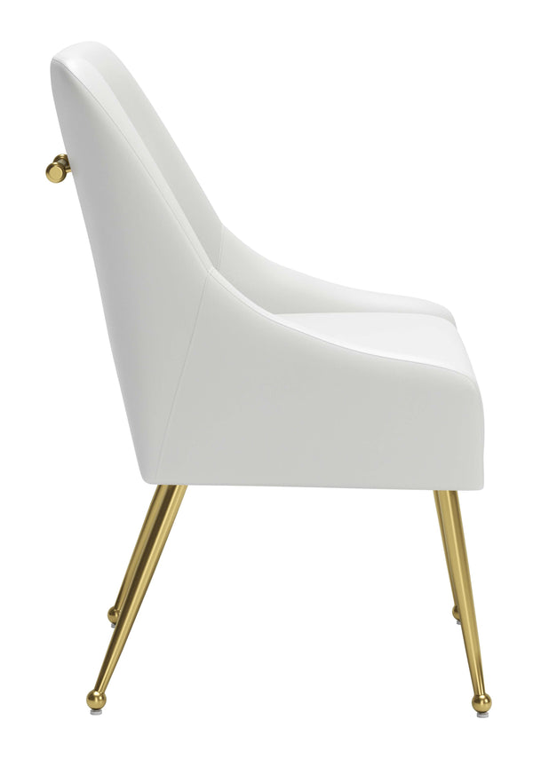Maxine Dining Chair White & Gold 109714 Zuo Modern