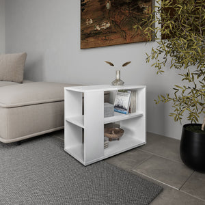 English Elm Rio Verde modern melamine side table with open shelf storage, compact accent piece for small spaces White 29.1 L x 16.9 W x 4.3 H B128P263719