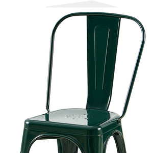 English Elm Set Of 2 Dark Green Metal Dining Chairs - Stackable, Lightweight, Easy-Clean, Modern Industrial Style B347P383096-GIGA