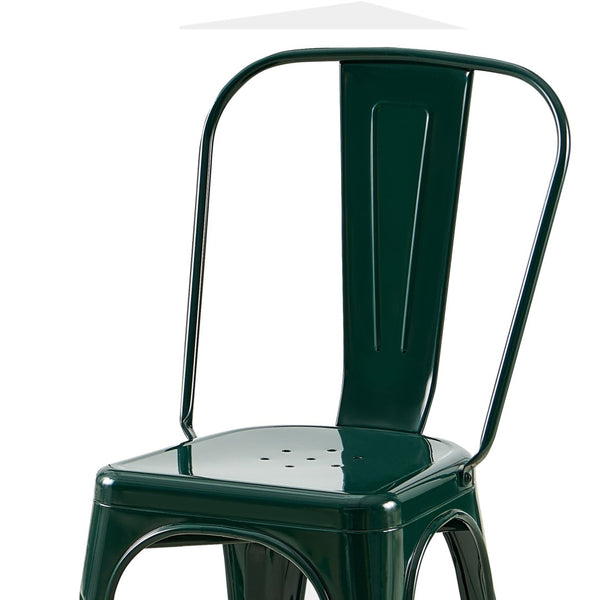 English Elm Set Of 2 Dark Green Metal Dining Chairs - Stackable, Lightweight, Easy-Clean, Modern Industrial Style B347P383096-GIGA