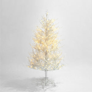 English Elm 4FT Aspen Fir Pre-Lit Artificial Christmas Tree with 280 Snow-Flocked Tips & 230 Warm White LEDs, Lightweight Hinged Frame for Home & Party Decor N704P326835A