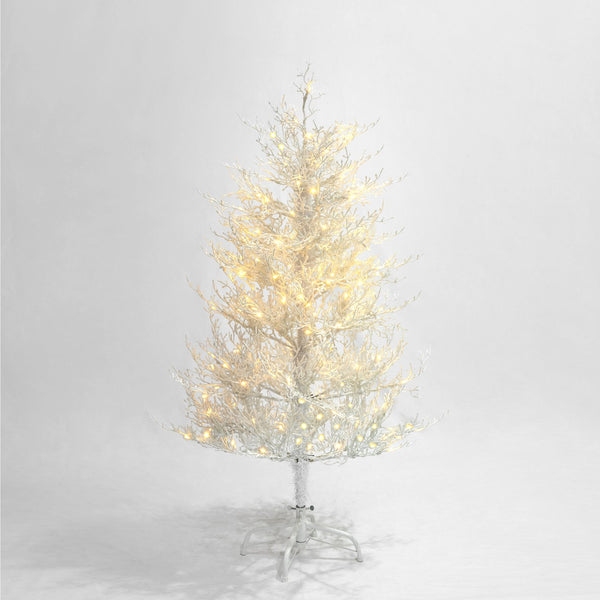 English Elm 4FT Aspen Fir Pre-Lit Artificial Christmas Tree with 280 Snow-Flocked Tips & 230 Warm White LEDs, Lightweight Hinged Frame for Home & Party Decor N704P326835A