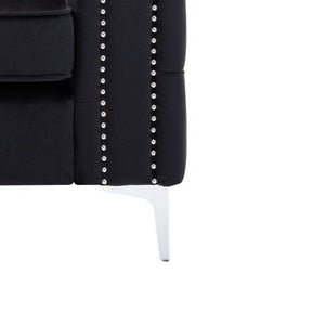 English Elm Lorreto Tufted Velvet Accent Chair with Nailhead Trim and Chrome Legs B061S00579