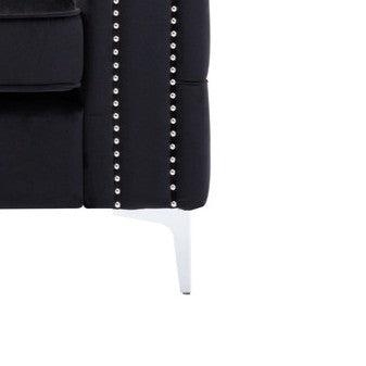 English Elm Lorreto Tufted Velvet Accent Chair with Nailhead Trim and Chrome Legs B061S00579
