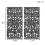 Botanical Panel Transitional Carved Wall Panel 2 Piece Set