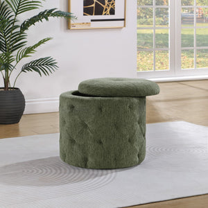 OSP Home Furnishings Erindale Round Storage Ottoman Pine
