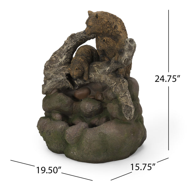 English Elm Christopher Knight Home® - 24.75" CALLAN FOUNTAIN Weather-Resistant Outdoor Floor Fountain with Pump, Underwater Lights & Bear Accents 71777.00LM