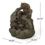 Christopher Knight Home® - Noble House - Callan Outdoor Bear Family Fountain, Light Brown and Moss