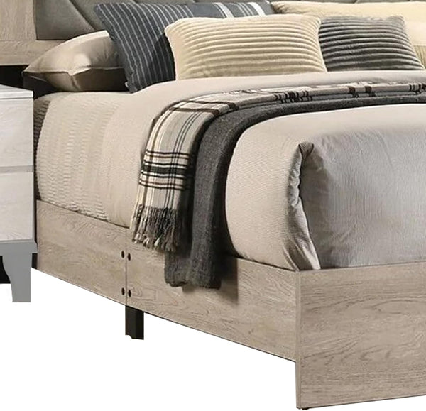 English Elm Contemporary Cream Queen Bed Frame With V-Design Headboard - Stylish Rubberwood Bedroom Furniture B011P236815