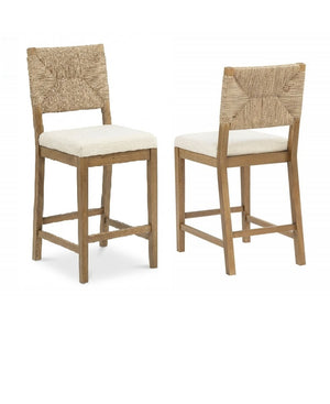 English Elm Bohemian Woven Back Counter Stools Set of 2 with Solid Wood Frame for Kitchen Island B011P474546