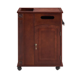 English Elm Powered Narrow End Table with Charging Station, Walnut Bedside Table with Wheels, USB Ports, Storage W1693P227261