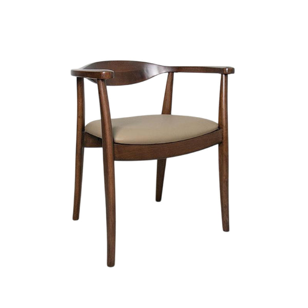 English Elm Niva Mid-century Rubberwood Dining Arm Chairs Set of Two with Upholstered Seats B056P416965