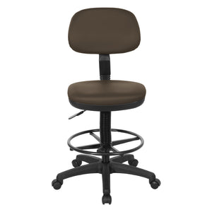 OSP Home Furnishings Sculptured Ergonomic Drafting Chair with Vinyl Upholstery for Studio and Lab Workspaces Dillon Java DC517V-R102