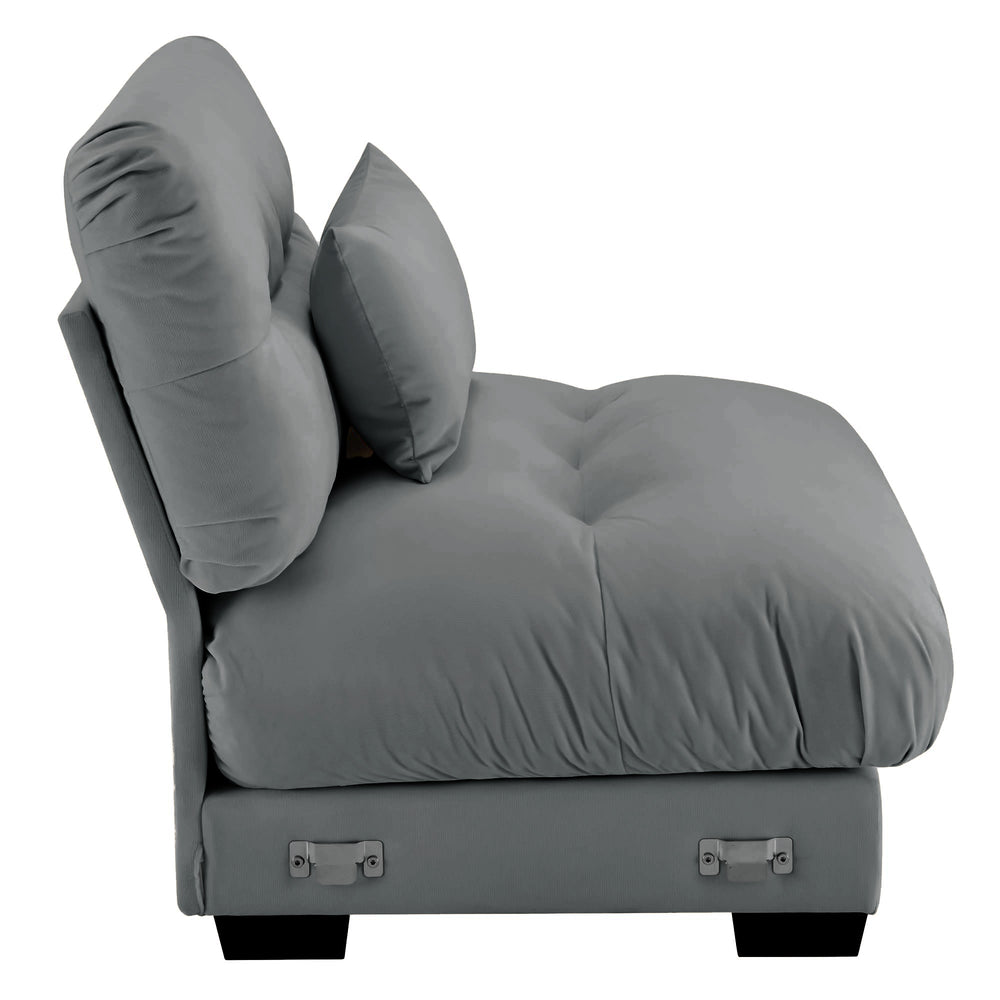 English Elm Milano Velvet Armless Modular Sofa Plush Cloud Cushion Lounge Seat for Living Room W714P283159