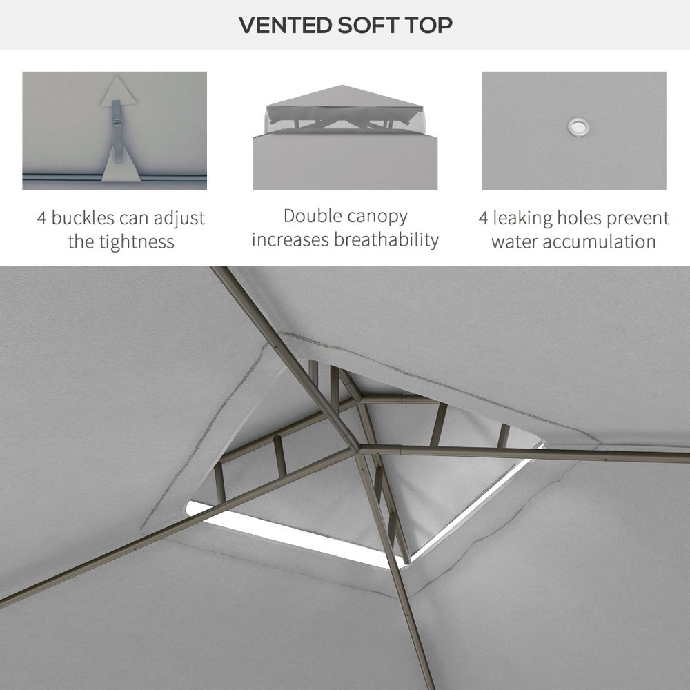 English Elm Outsunny 9.6' X 11.6' Stylish Patio Gazebo With Two-Tier Roof & Mesh Walls For Ultimate Comfort W2225P200436-GIGA