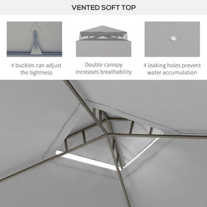 English Elm Outsunny 9.6' X 11.6' Stylish Patio Gazebo With Two-Tier Roof & Mesh Walls For Ultimate Comfort W2225P200436-GIGA