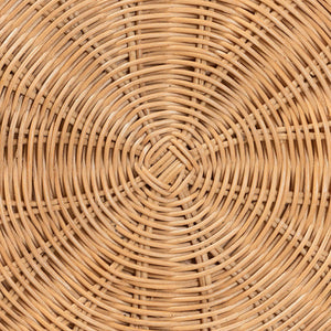 English Elm Round Handwoven Rattan Drum Side Table Organic Wicker Accent for Living or Sunroom B2750P467846