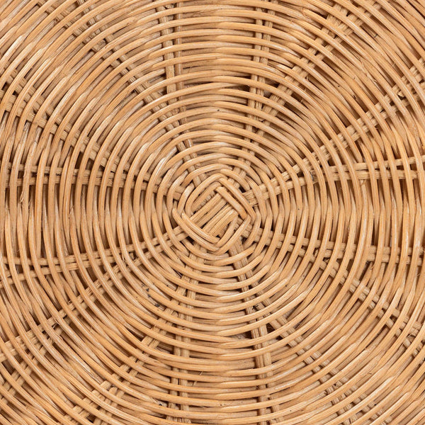 English Elm Round Handwoven Rattan Drum Side Table Organic Wicker Accent for Living or Sunroom B2750P467846
