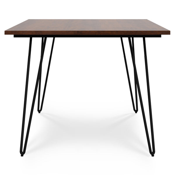 English Elm Hunter Modern Industrial Dining Table 66x40 in Solid Mango Wood Top with Black Hairpin Legs, Durable Finish Brown B136P203494