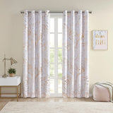 Rebecca Modern/Contemporary Grommet Top Printed Marble Metallic Total Blackout Curtain