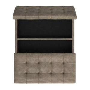 English Elm Harrison Tufted Faux Leather Storage Ottoman with Lift Top for Living Room Use B136P439027