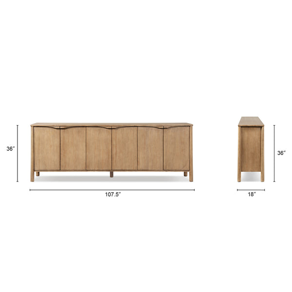 English Elm Nolan Extra Long Reclaimed Pine Six Door Sideboard Rustic Dining Room Storage B2719P489277