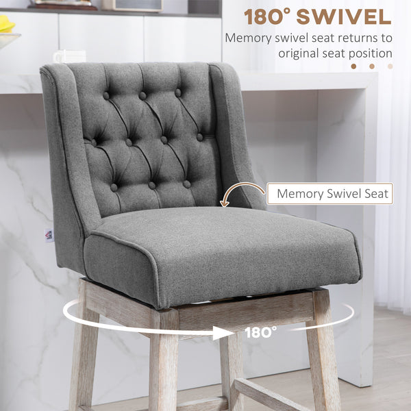 English Elm Homcom Wingback Counter Stools Set of 2 Swivel Tufted Upholstered Kitchen Bar Seating W2225P217148