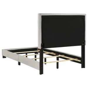 English Elm Efram Upholstered Twin Bed with Padded Headboard and Matte Black Wood Legs B062P441120