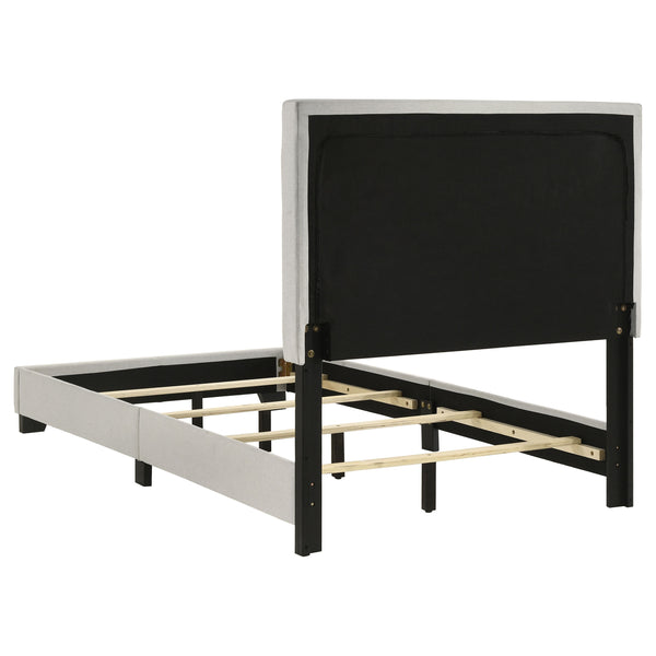English Elm Efram Upholstered Twin Bed with Padded Headboard and Matte Black Wood Legs B062P441120