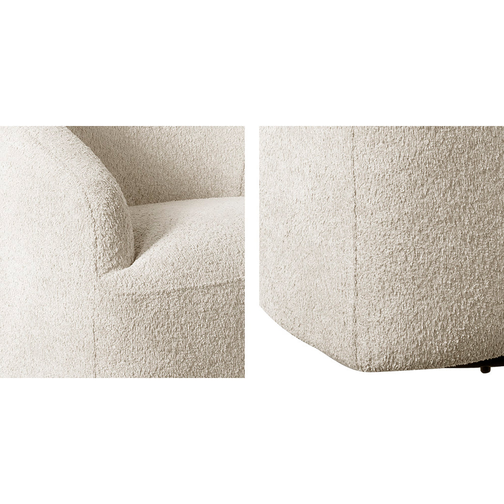 JLA Home INK+IVY - Upholstered Barrel Swivel Chair in Plush Bouclé Fabric — Modern Minimalist 360° Rotating Accent Seat Cream II103-0563