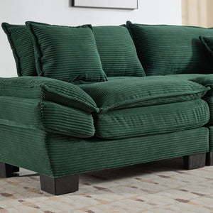 English Elm Corduroy Modern Sofa Sleeper Loveseat with Double-Layer Cushions, Two Pillows, Sturdy Frame 84" Green W676P227343