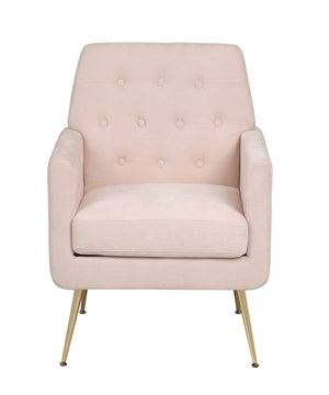 Crestview Collection Modern Accent Chair - Stylish Upholstered Furniture With Button Tufting And Gold Legs For Any Room Pink Solid Wood Evfzr4352bpnk
