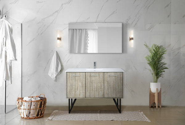 English Elm Rustic Acacia Bath Vanity 48" W X 20" D, Durable Cultured Marble Top & Soft-Close Chrome Faucet Set B2731P259689-GIGA