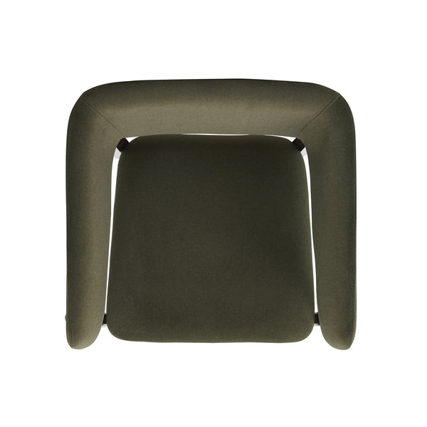 English Elm Blake Solid Beech Frame Faux Mohair Armchair with Sculptural Wraparound Backrest, Commercial Grade Comfort Green B365P397763