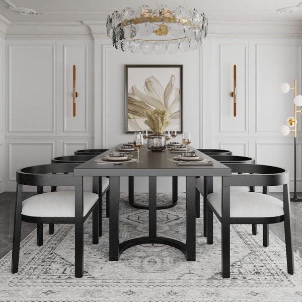 English Elm Christopher Knight Home® - 7PCS Bouclé Dining Set Beige+Black - 7-Piece Rubberwood Table & Cushioned Ladder-Back Chairs, Durable Elegance N771P195513H_N771P195505H