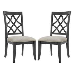 English Elm Wooden Frame Upholstered Dining Chairs Set Of 2 - Retro Mid-Century Style For Kitchen & Living Room W2582P205386-GIGA