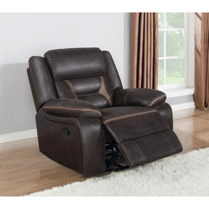 English Elm Brazelton Elegant Upholstered Swivel Glider Recliner in Performance Leatherette with Pillow Arms, Luxe Comfort Brown B062P357787